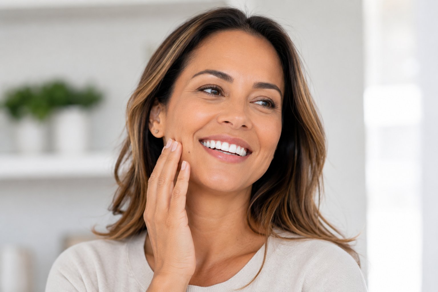 Woman smiling after root canal treatment in Hialeah FL